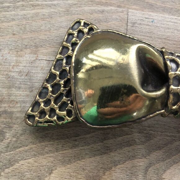 Vintage Signed Exart Mexico Brass On Silvertone Handmade Bow Belt Buckle main image 8